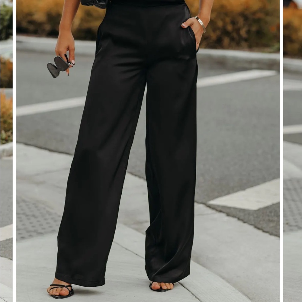 Vici satin pocketed trousers